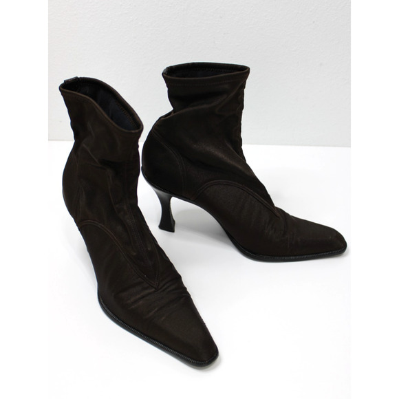 Sergio Rossi US 9 EU 39.5 Women's Brown Metallic Ankle Boots Booties Pointy - Picture 3 of 11